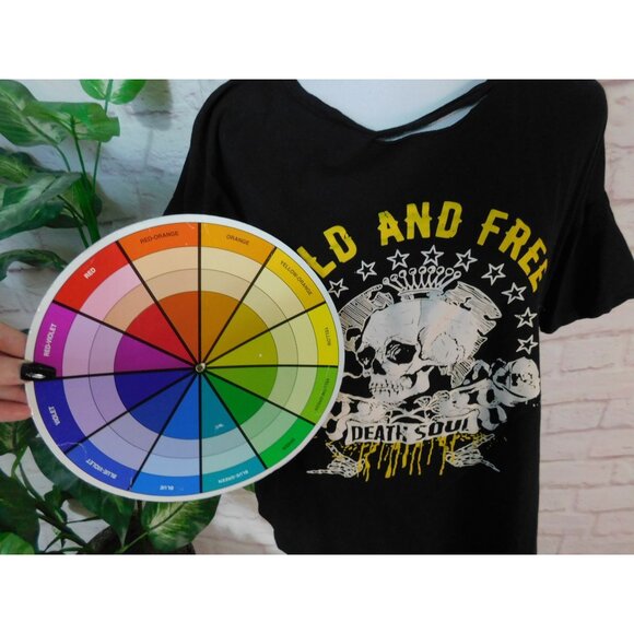 Wild And Free Death Soul Skull Graphic Black T-Shirt L Black Cold Shoulder - Picture 9 of 11